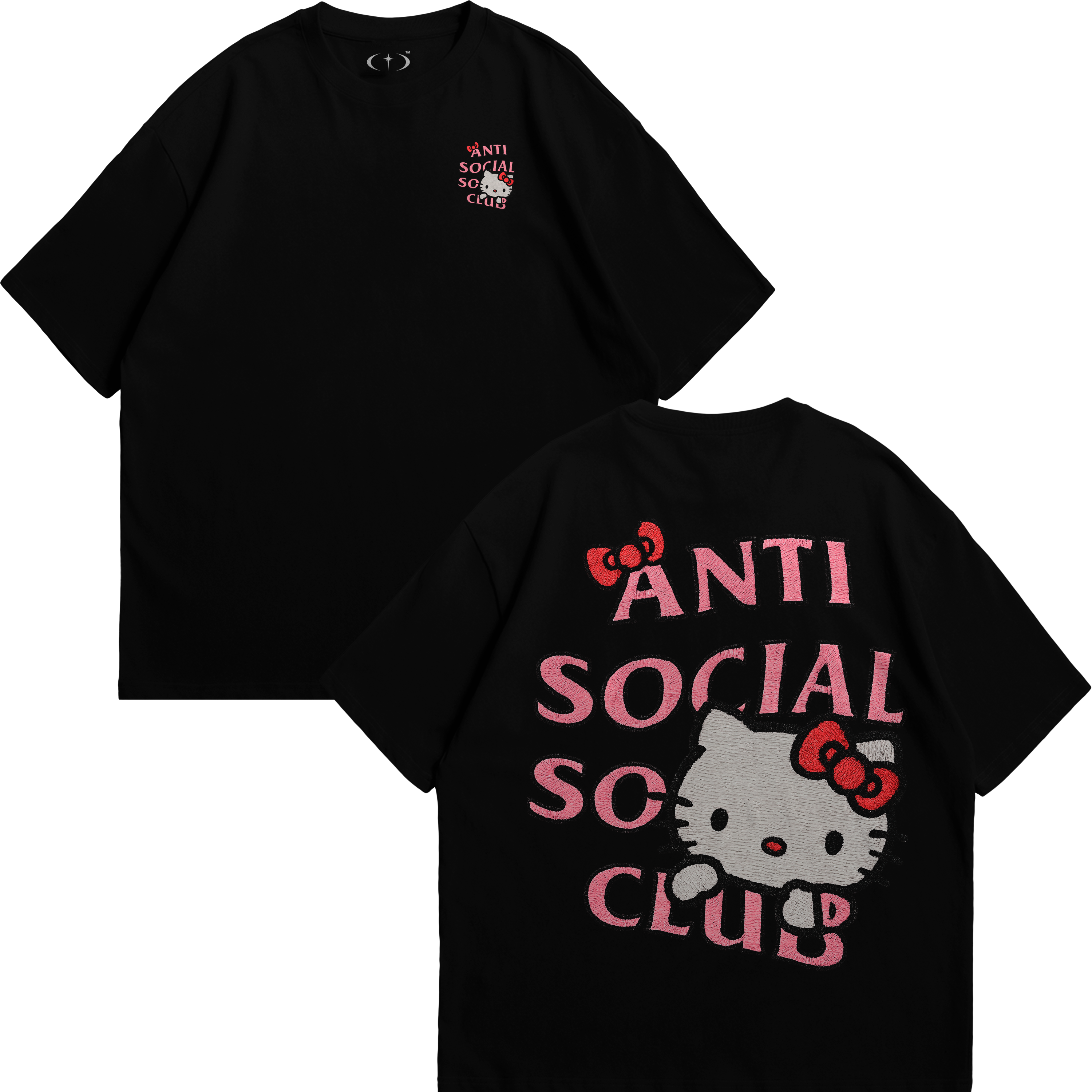 Anti Social Hello Kitty Bordado Playera Essential