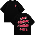 Anti Social Rayado Bordado Playera Essential