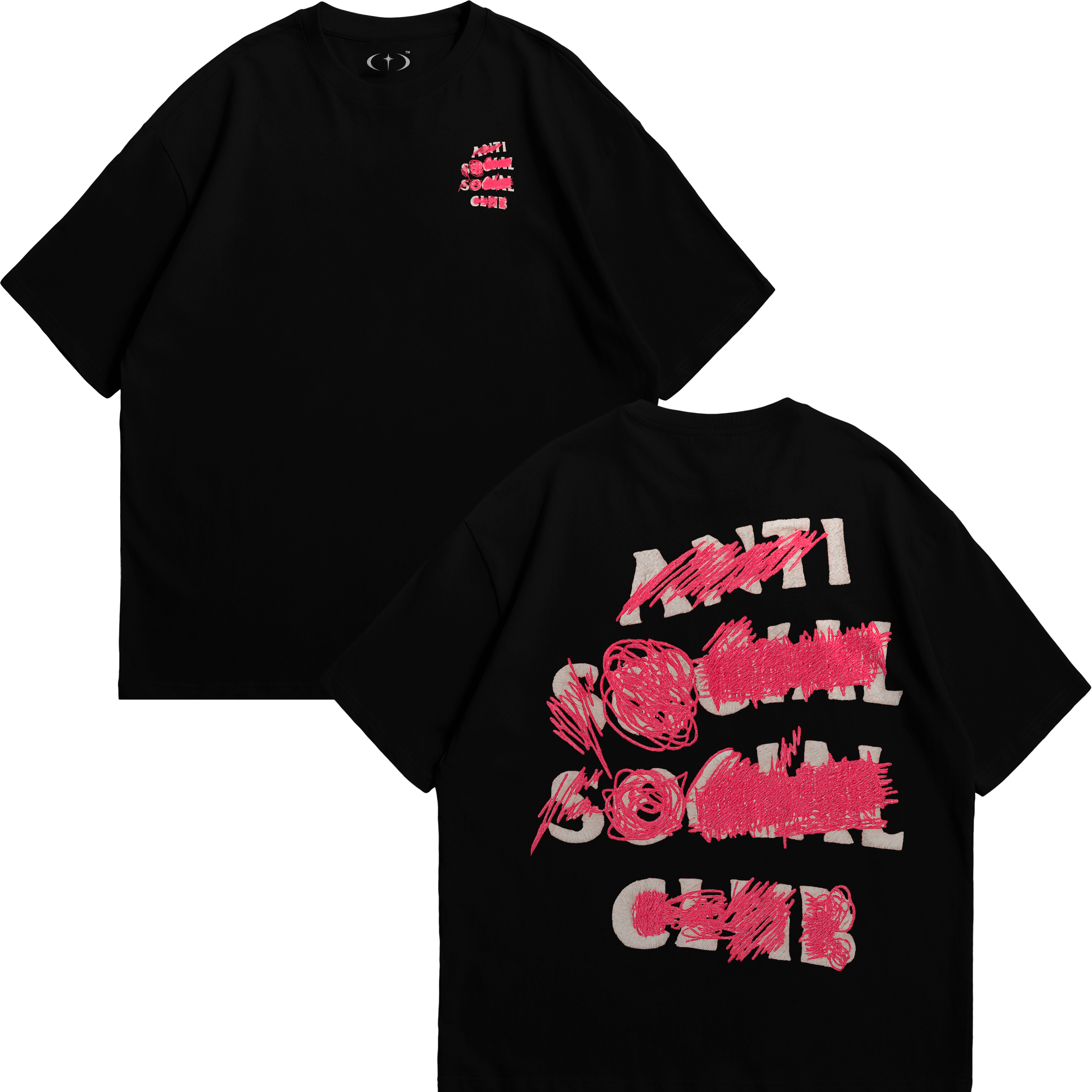 Anti Social Rayado Bordado Playera Essential