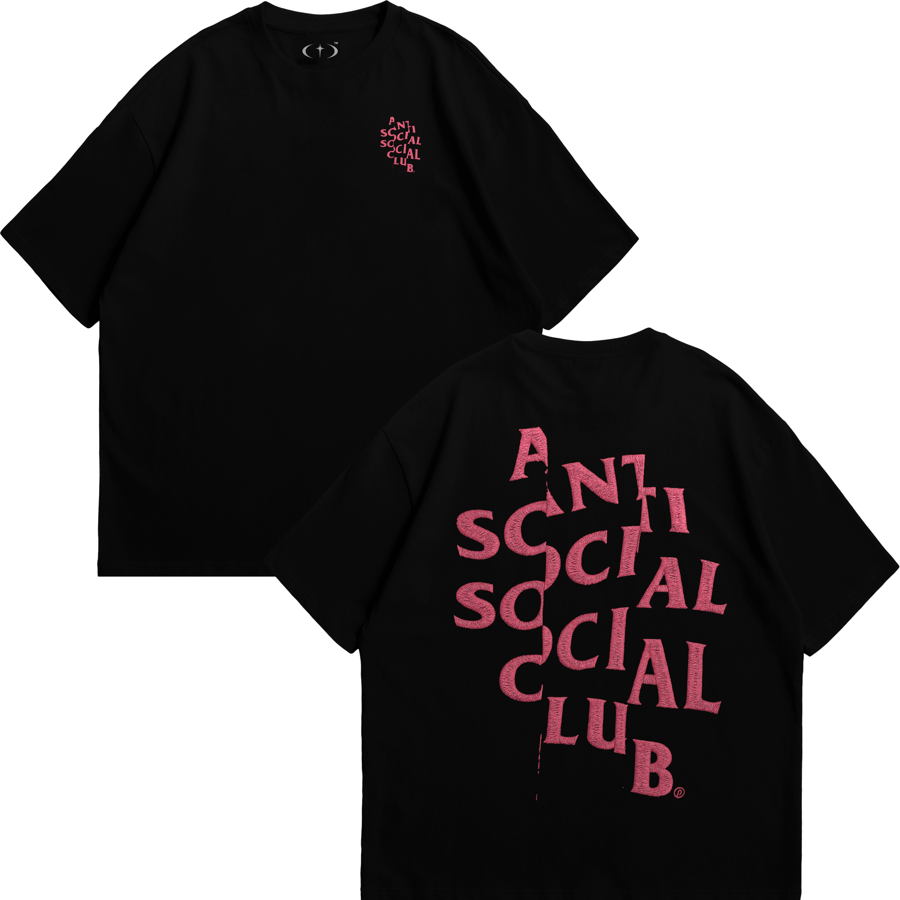 Anti Social Rosa Bordado Playera Essential