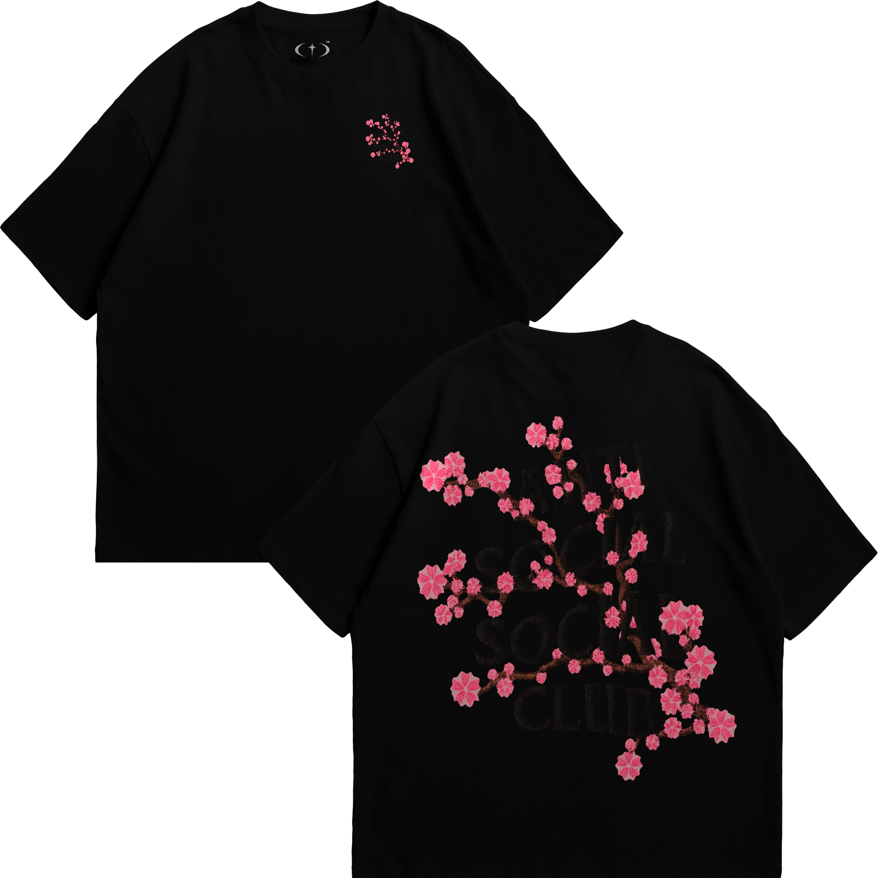 Anti Social Sakura Bordado Playera Essential