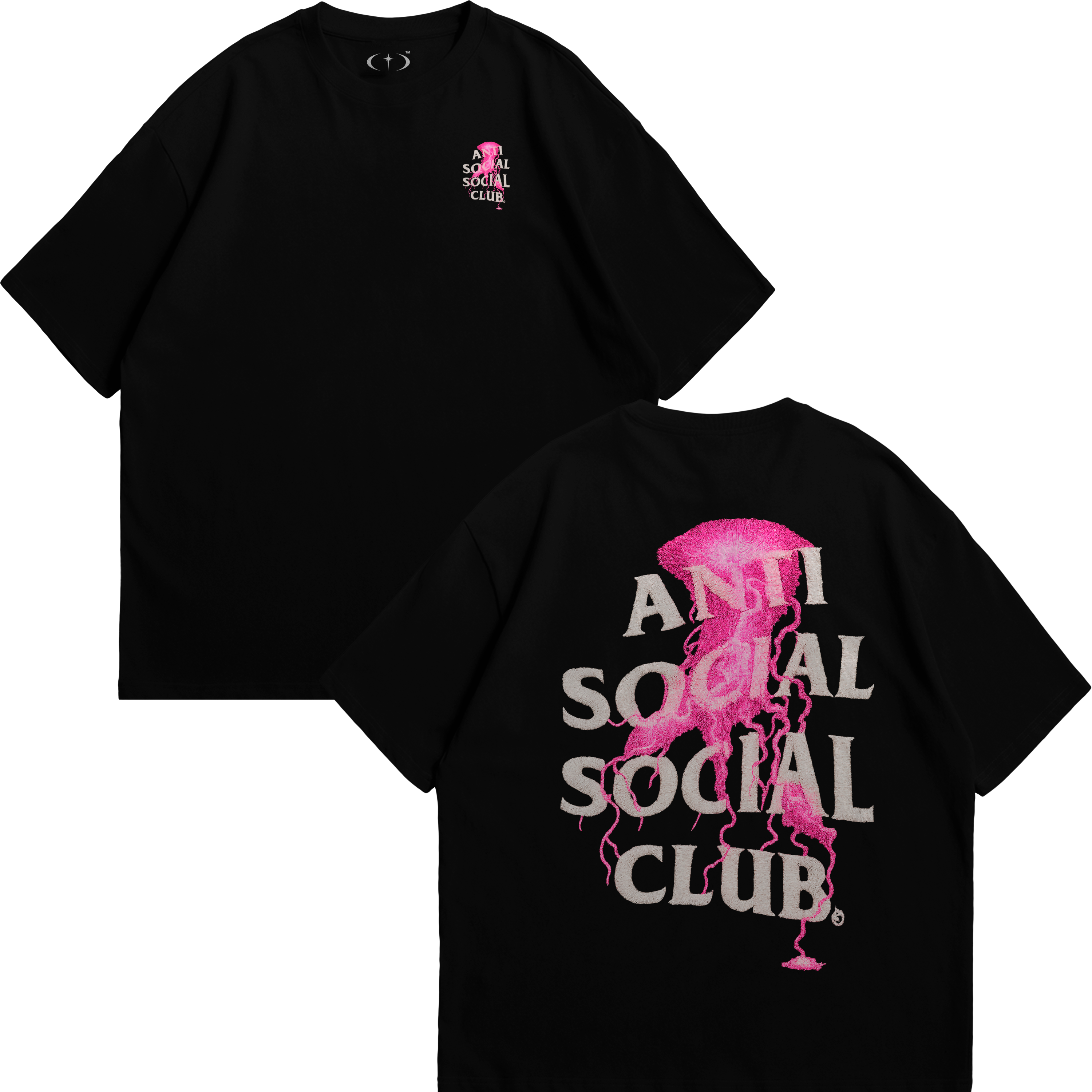 Anti Social Rayo Rosa Bordado Playera Essential