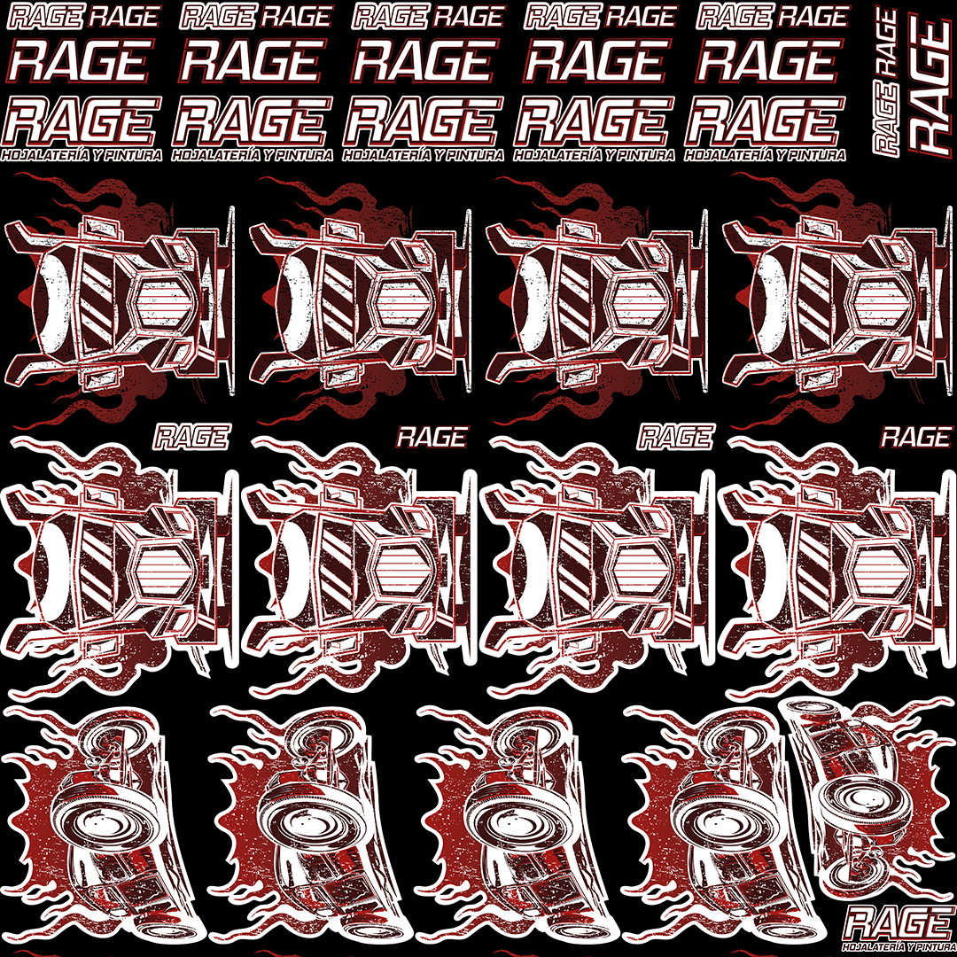 RAGE +40 Stickers 3D Barnizados
