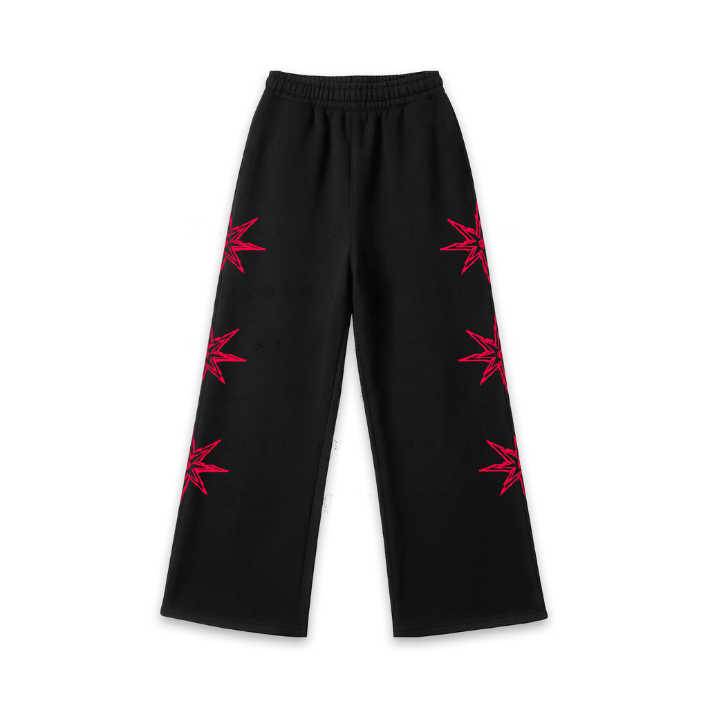 Fallen Stars Red Baggy Jogger Pants Black