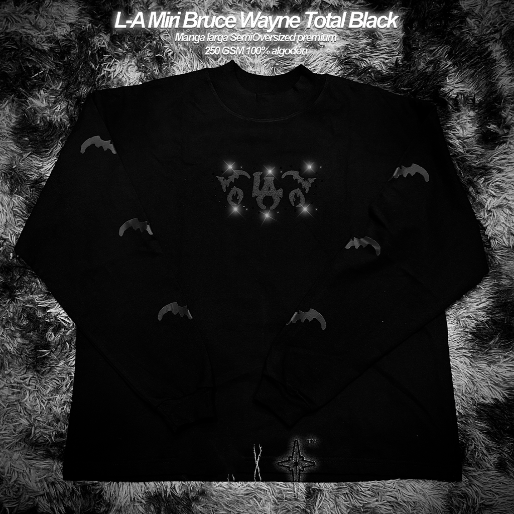 L-A Bruce Wayne Crystals Total Black Manga Larga
