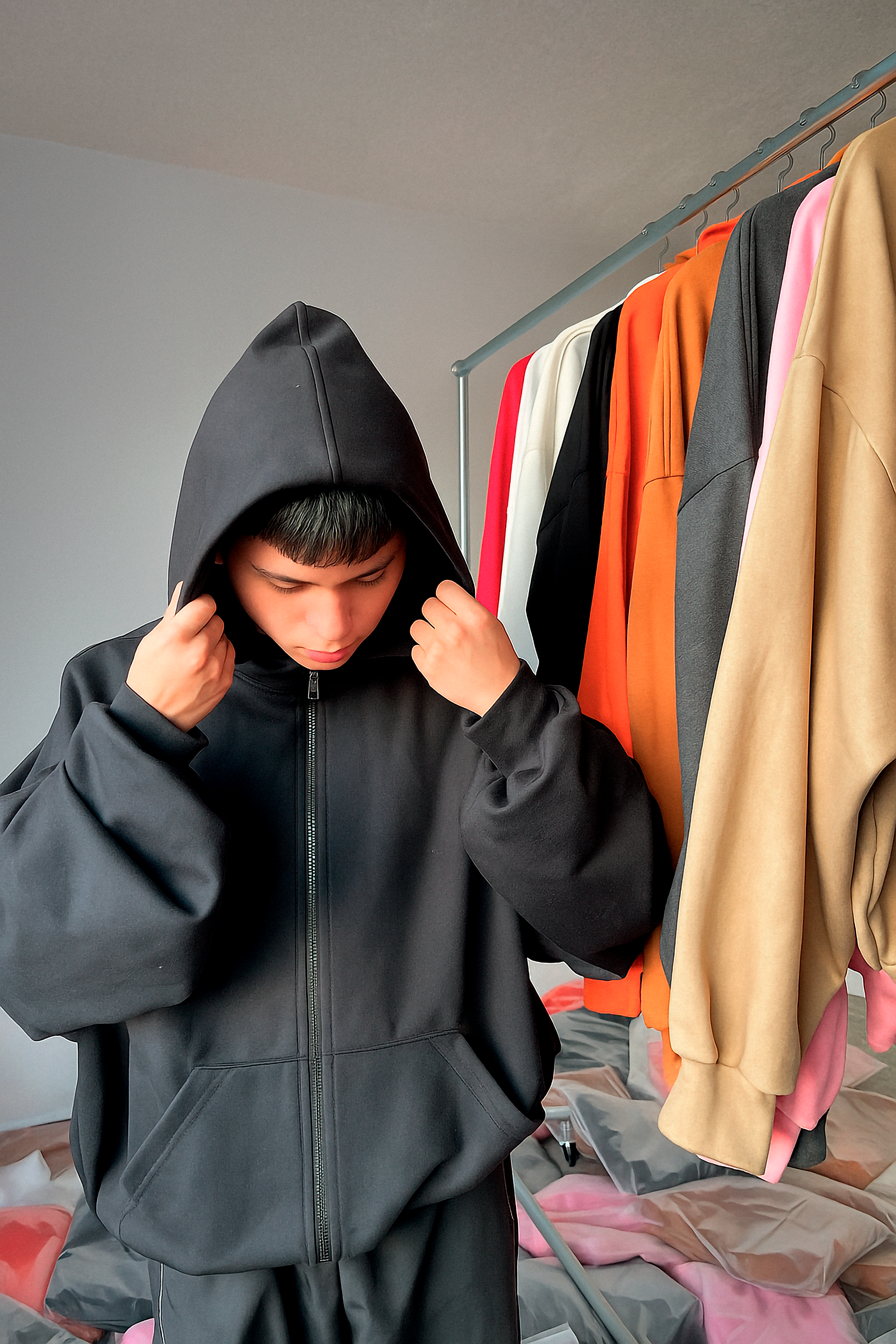Sudadera con cierre oversized Negra 350 GSM