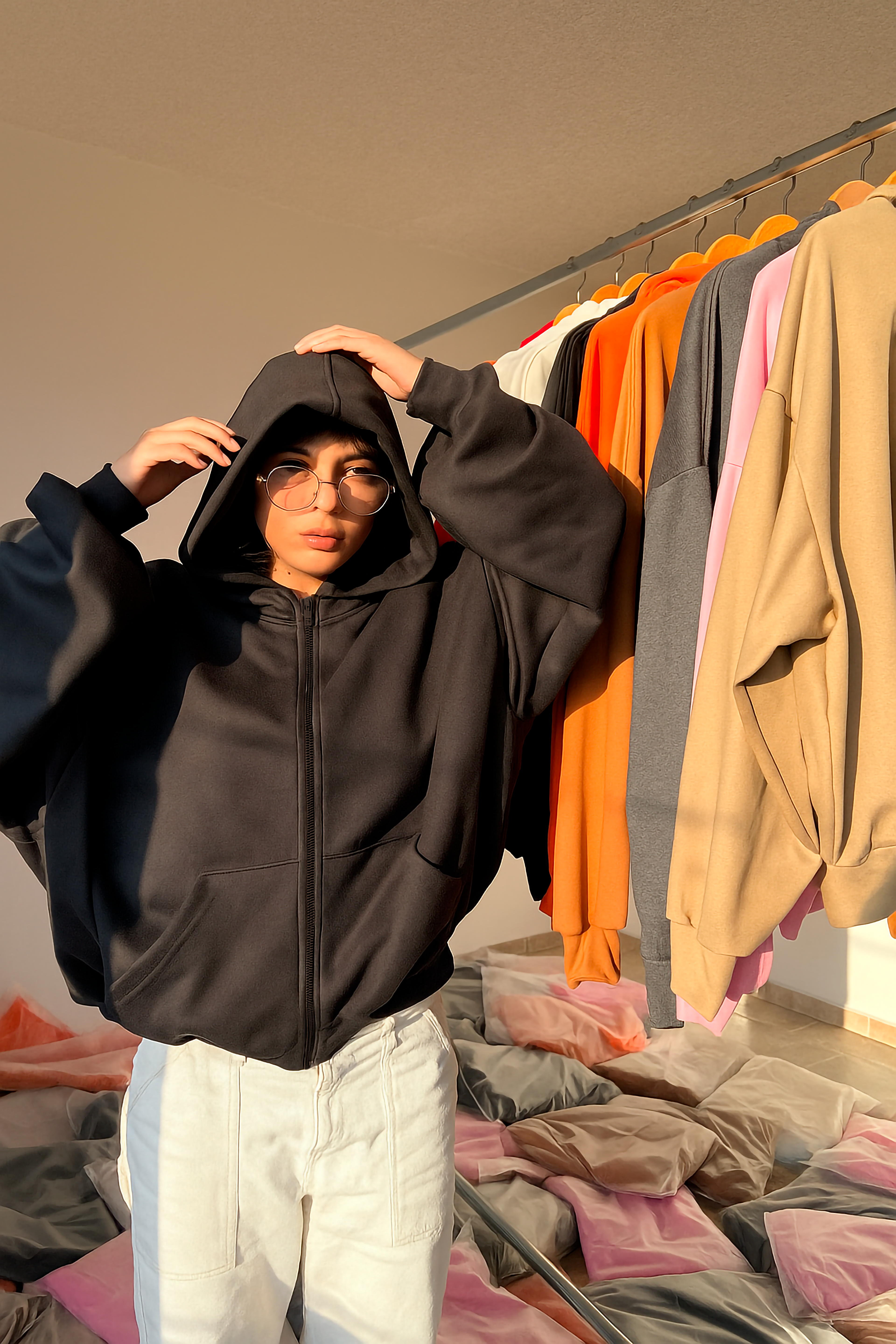 Sudadera con cierre oversized Negra 350 GSM