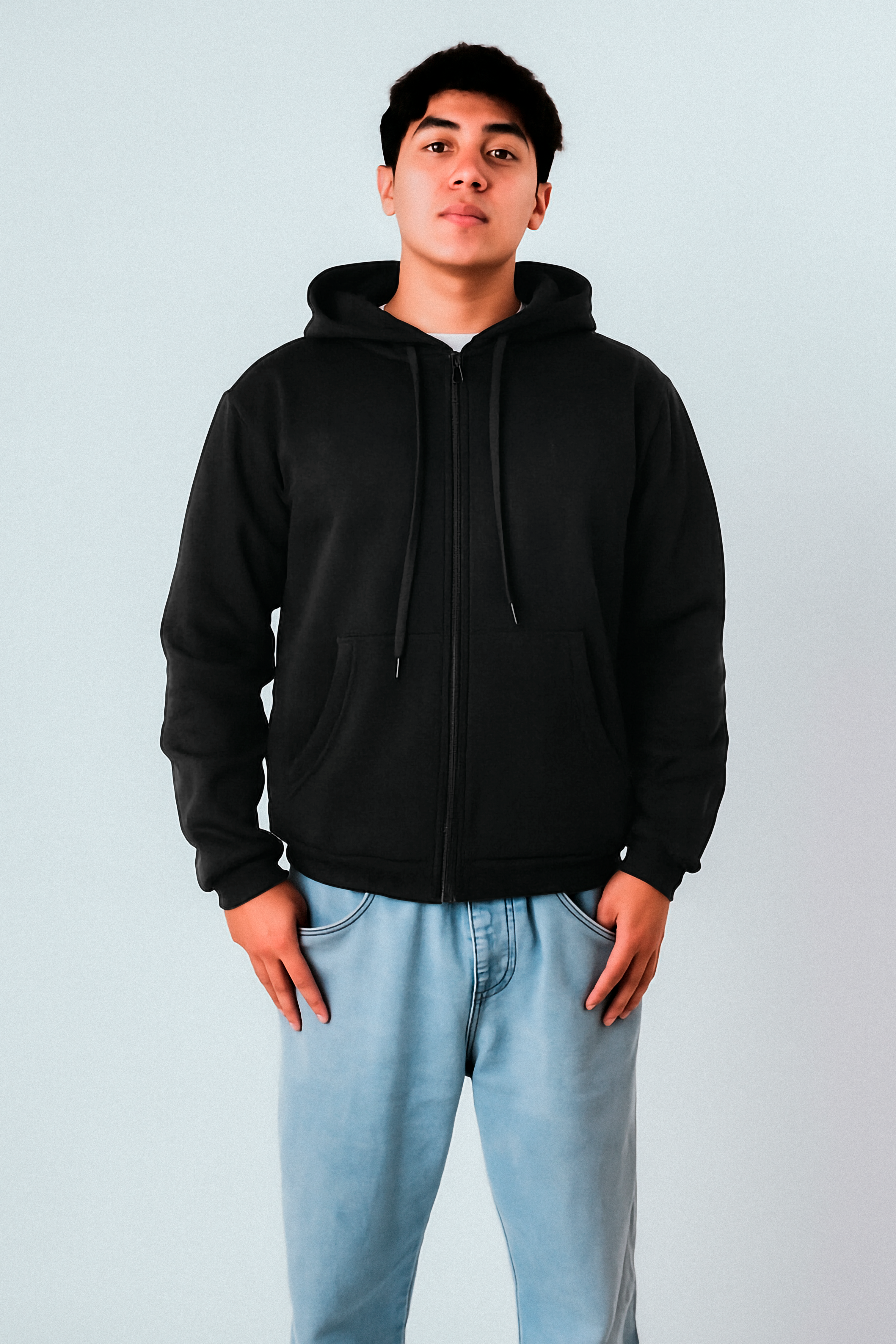 Sudadera con cierre regular fit Negra 300 GSM