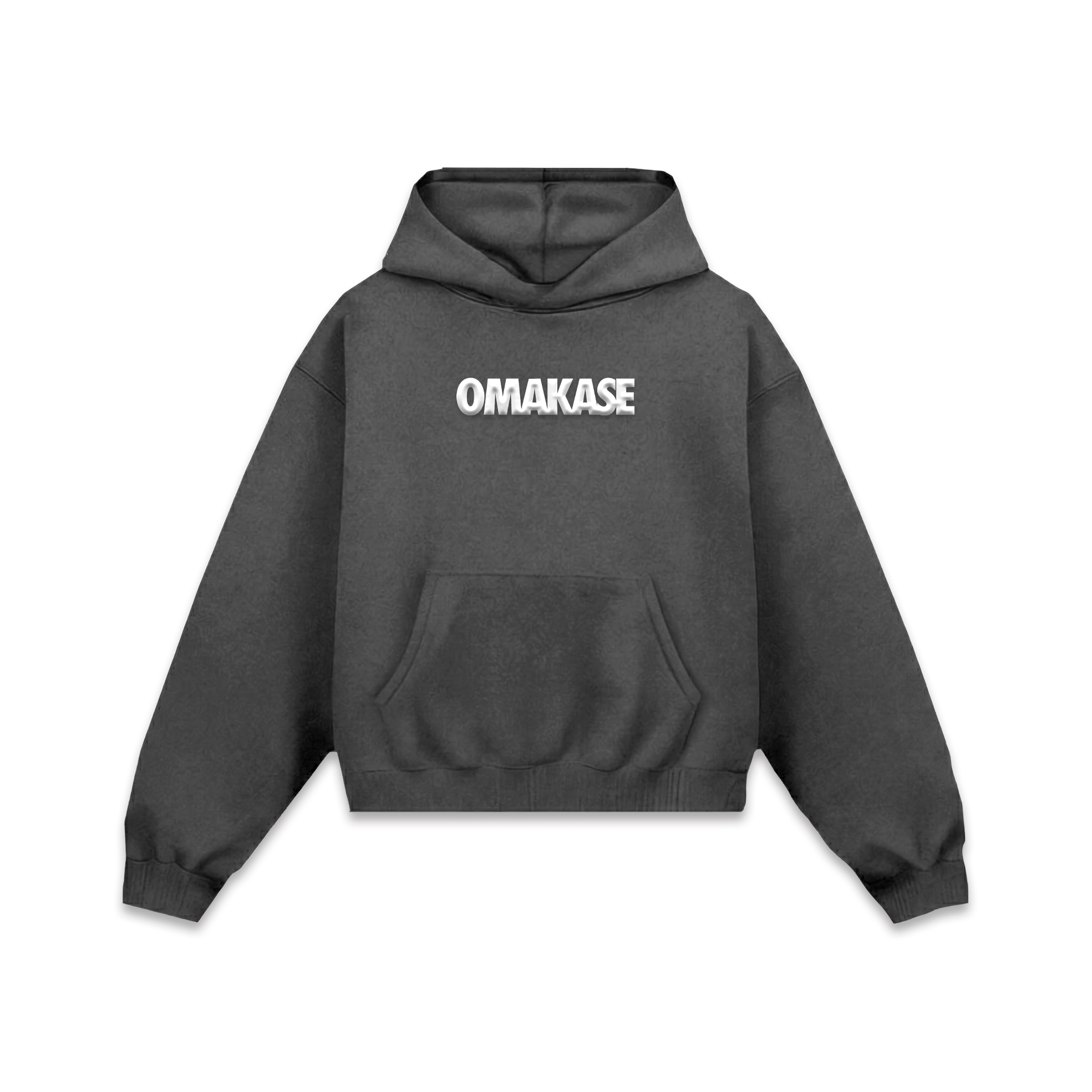 Omakase Puff White Hoodie Gris Oxford