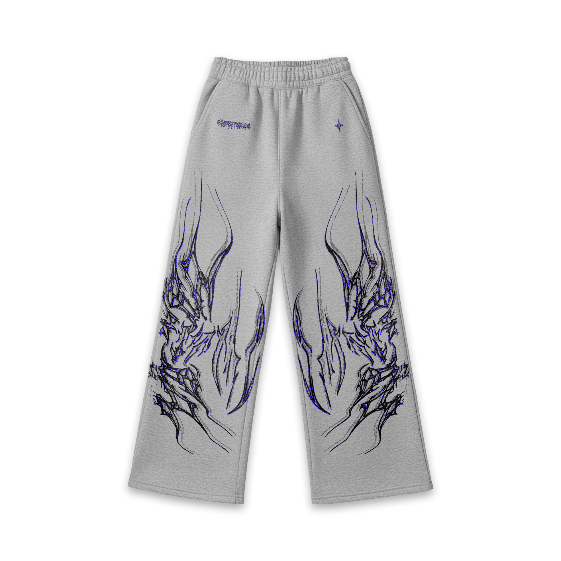 Dark Savage Blue Baggy Jogger Pants Jaspe
