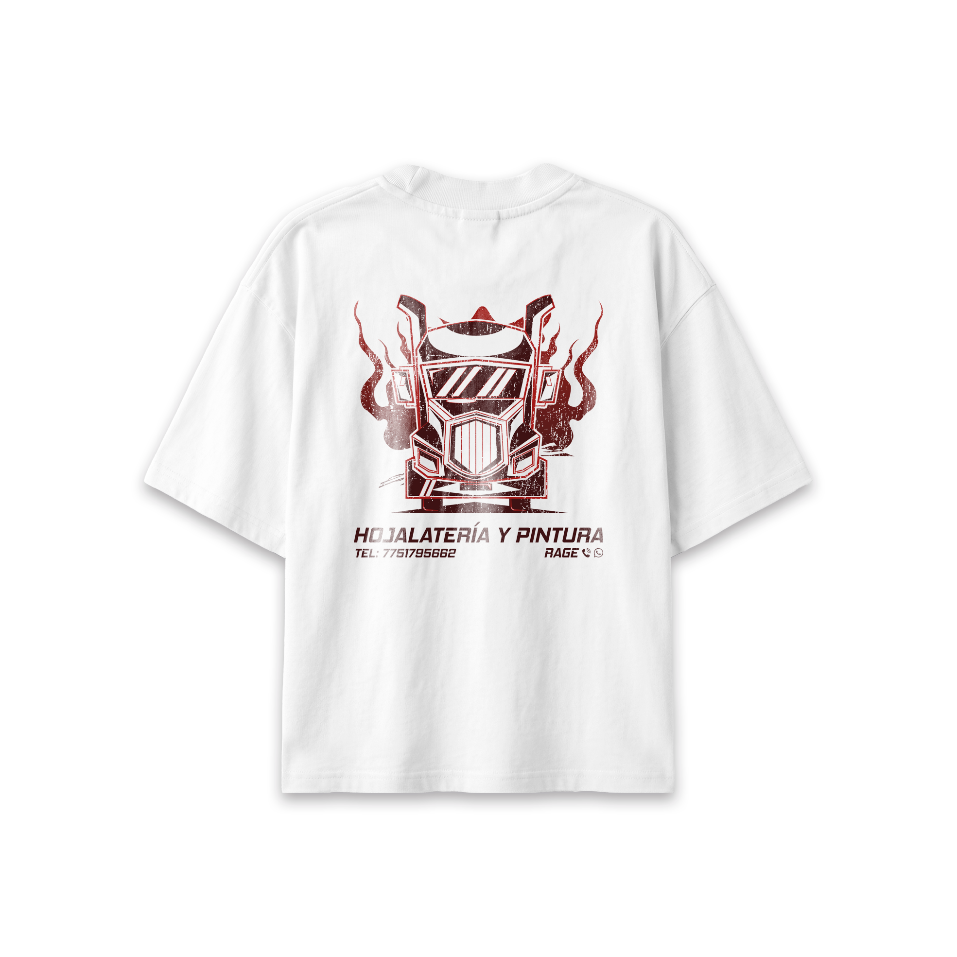 RAGE Coche Blanca T-Shirt Oversized
