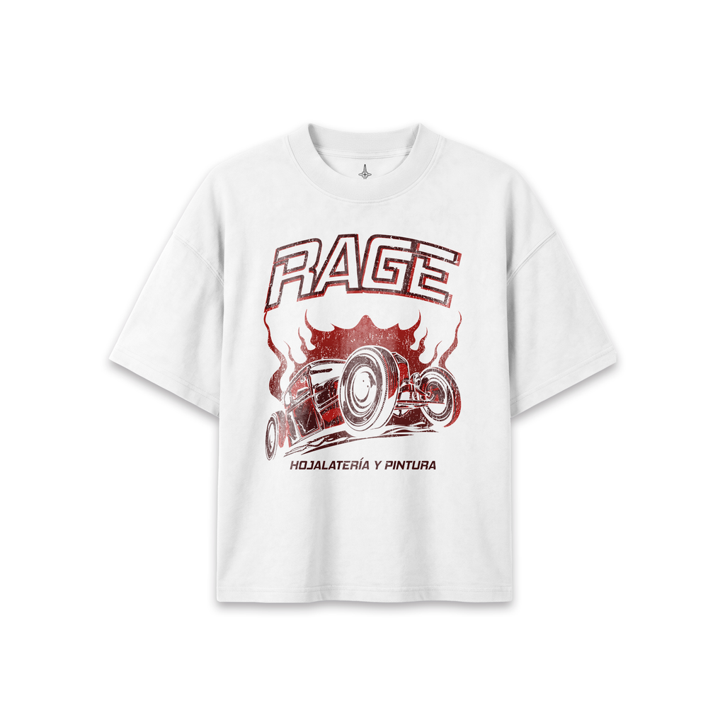 RAGE Coche Blanca T-Shirt Oversized