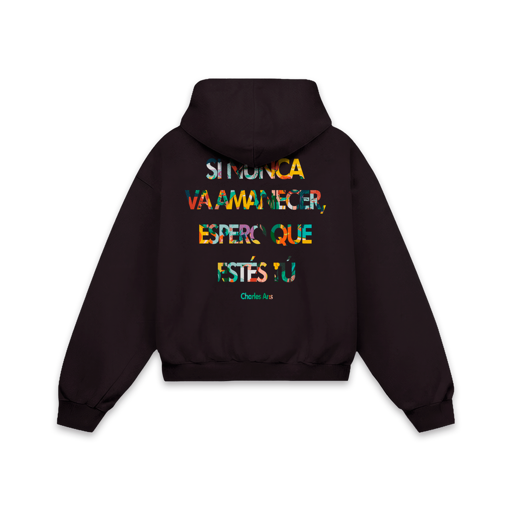 Si nunca va a amanecer Smile Hoodie Wine Chocolate